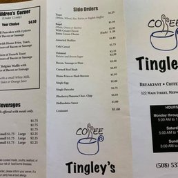 a menu for a coffee shop