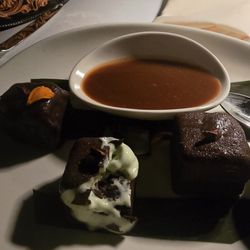 Gluten free brownies with mint ice cream