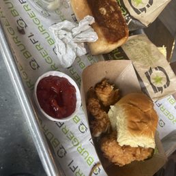 2x Cold Chicken tender sliders leftovers with single chicken tender. Instead of 3x chicken tenders which cost less 2x Cold Chicken tender sliders leftovers with single chicken tender. Instead of 3x chicken tenders which cost less