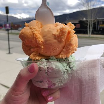 Grandma's Place - Orange pineapple and mint chocolate chip ice cream. - Ice Cream & Frozen Yogurt Near Me - Jasper, Alberta Grandma's Place - Orange pineapple and mint chocolate chip ice cream. - Ice Cream & Frozen Yogurt Near Me - Jasper, Alberta