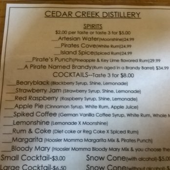 Cedar Creek Distillery - Distillery options 6/9/2018 - Distilleries Near Me - Martinsville, Indiana