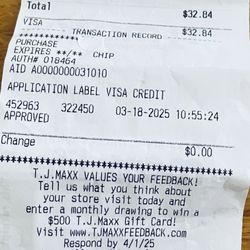 TJ Maxx - The receipt