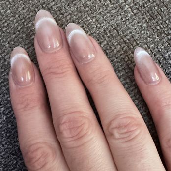 Bella Nails - My nails done by David, acrylics and neutral cat eye polish - Nail Salons Near Me - Naperville, Illinois