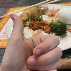 Evergreen Chinese Buffet - Egg rolls chicken Shrimp Chips egg  Broccoli  fried dumpling