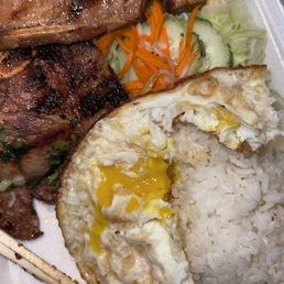 Pork chops with fried egg Pork chops with fried egg