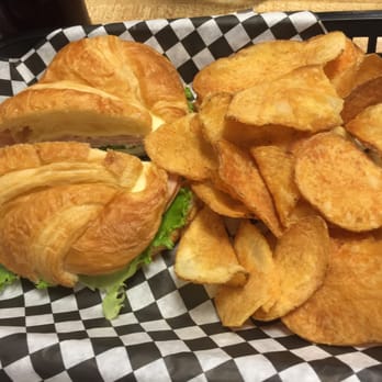 Dakotas Restaurant - Smoked turkey croissant with homemade chips - American Near Me - Blanchard, Oklahoma Dakotas Restaurant - Smoked turkey croissant with homemade chips - American Near Me - Blanchard, Oklahoma