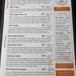 Intersection Estate Winery - They only charge a $10.00 tasting fee but it's not charged with a wine purchase !! The way it should be!!