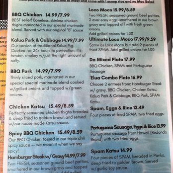Got Plate Lunch - Front of menu - Hawaiian Near Me - Benicia, California