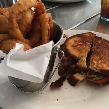 Big Pink - Double decker triple cheese and bacon sandwich with onion rings. Super tasty - Pizza Near Me - Miami Beach, Florida Big Pink - Double decker triple cheese and bacon sandwich with onion rings. Super tasty - Pizza Near Me - Miami Beach, Florida