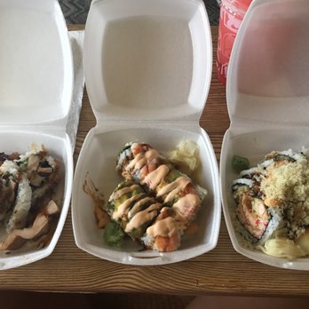 Tampopo Restaurant - (L) Teriyaki Chicken roll, Shrimp Killer roll, Fried Salmon Roll - Sushi Bars Near Me - Gardena, California Tampopo Restaurant - (L) Teriyaki Chicken roll, Shrimp Killer roll, Fried Salmon Roll - Sushi Bars Near Me - Gardena, California