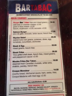Menu photo 8 Bar Tabac Brooklyn, NY