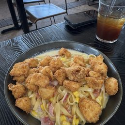 Fried chicken fettuccine