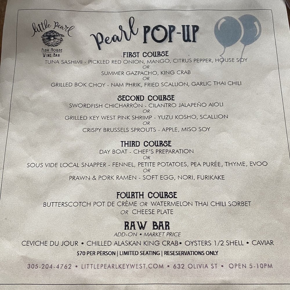 Little Pearl - Menu 6/23/21 - New American Near Me - Key West, Florida