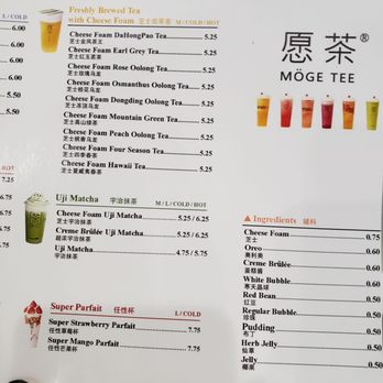 Moge Tee Tysons Corner - Menu - Bubble Tea Near Me - Tysons Corner, Virginia