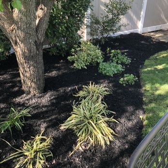 HJR Landscaping - a black mulch bed in a backyard - Landscaping Near Me HJR Landscaping - a black mulch bed in a backyard - Landscaping Near Me