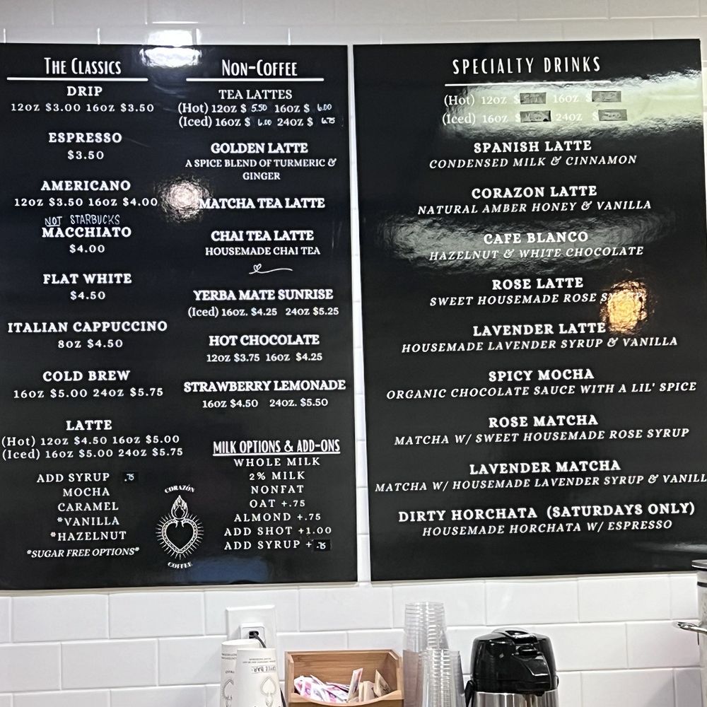 Corazon Coffee Bar - Menu - Coffee & Tea Near Me - Santa Ana, California Corazon Coffee Bar - Menu - Coffee & Tea Near Me - Santa Ana, California