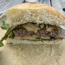 Stonefly Grill - Cheeseburger with added roasted poblano peppers.
