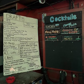 Tiniest Bar in Texas - a menu on a chalkboard - Bars Near Me - Austin, Texas