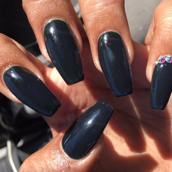 Jasmine Nail Spa - Coffin nails w/ gel color and rhinestones by Hang. - Nail Salons Near Me - San Leandro, California Jasmine Nail Spa - Coffin nails w/ gel color and rhinestones by Hang. - Nail Salons Near Me - San Leandro, California