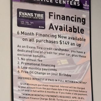 Evans Tire - Interest free financing helps, especially since it's a soft inquiry - Tires Near Me - Lemon Grove, California Evans Tire - Interest free financing helps, especially since it's a soft inquiry - Tires Near Me - Lemon Grove, California