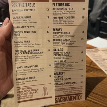 Punch Line Sacramento - Food menu - Comedy Clubs Near Me - Sacramento, California