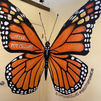 Coffee Pot Cellars - a butterfly painted on the wall - Wineries Near Me - Cutchogue, New York