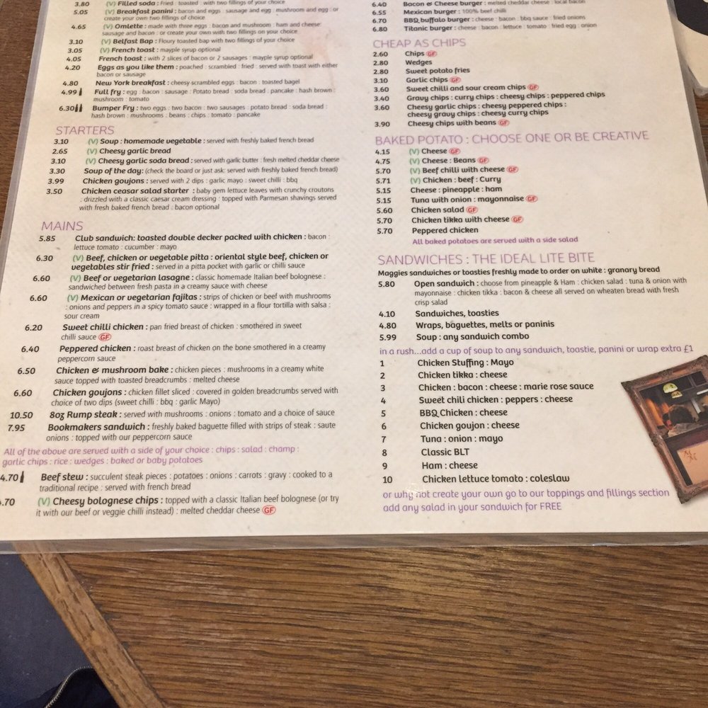 Maggie Mays - Menu - Cafes Near Me - Belfast, BFS Maggie Mays - Menu - Cafes Near Me - Belfast, BFS