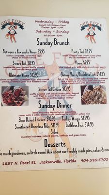Menu photo 6 1FoxyLadyCafe Jacksonville, FL