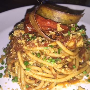 Gjelina - Red Fife whole wheat Bucatini. $20 Portion was small. Picture is a little deceiving. - New American Near Me - Venice, California