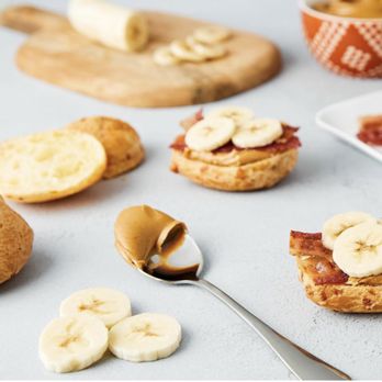 Bruna's Brazilian Cheese Bread - a spread of banana slices - Food Stands Near Me Bruna's Brazilian Cheese Bread - a spread of banana slices - Food Stands Near Me