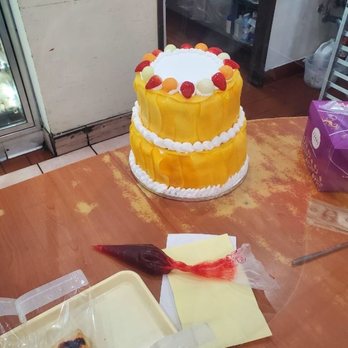 Domies Bakery - Double tier mango cake - Bakeries Near Me - Rosemead, California Domies Bakery - Double tier mango cake - Bakeries Near Me - Rosemead, California