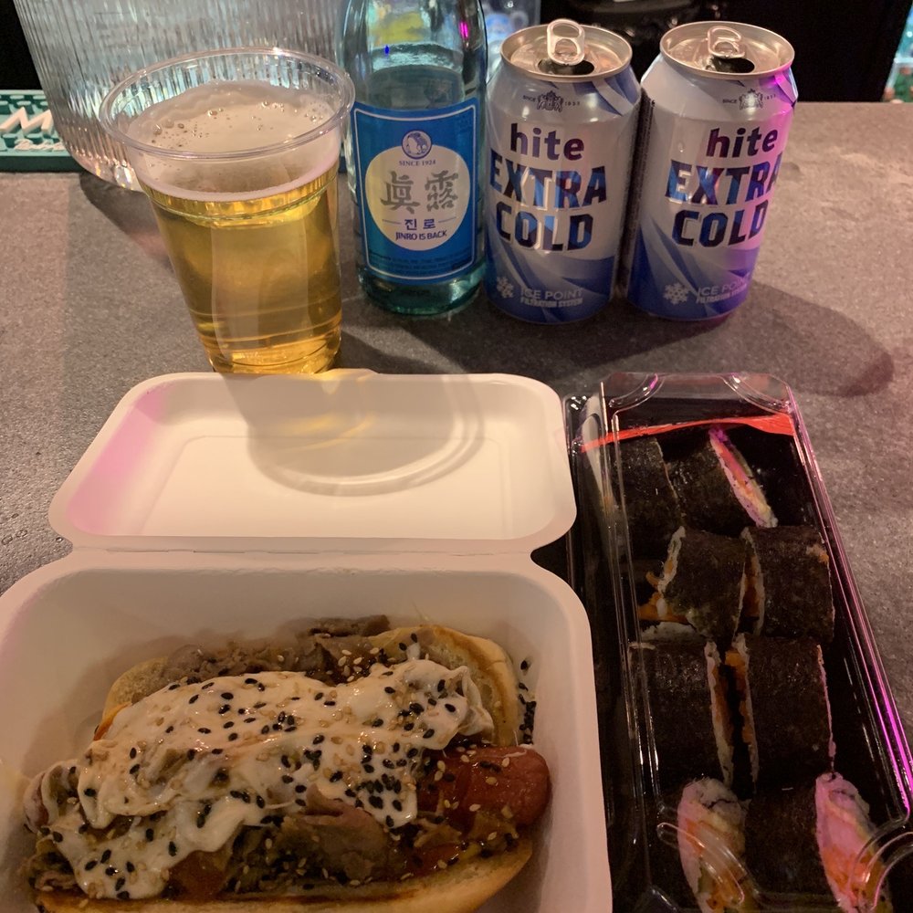 Umbrella Bar - Crab stick (kimbap), Korean Philly cheese steak dog, beer, and soju - Korean Near Me - Atlanta, Georgia Umbrella Bar - Crab stick (kimbap), Korean Philly cheese steak dog, beer, and soju - Korean Near Me - Atlanta, Georgia