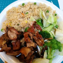 Famous Wok - Bourbon chicken, vegetables, fried rice