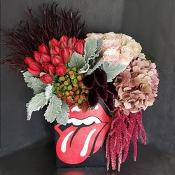 Ace of Vase - Roliing Stones T-Shirt Vase w/ Custom Floral Design