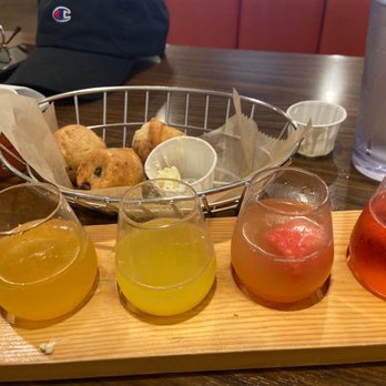 Chad's - Mimosa flight and blueberry muffins-- sorry for the poor quality photo - Breakfast & Brunch Near Me - Santa Barbara, California