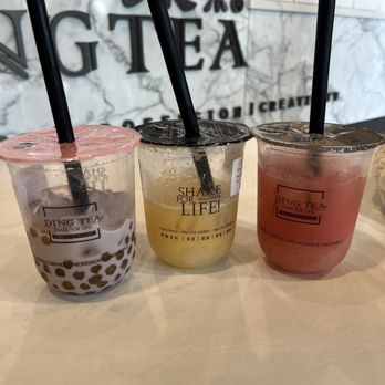 Ding Tea -  Northridge - Taro milk tea, peach yakult, strawberry yakult - Bubble Tea Near Me - Northridge, California