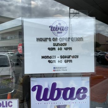 UBAE - hours of operation 8/2019 - Desserts Near Me - Honolulu, Hawaii UBAE - hours of operation 8/2019 - Desserts Near Me - Honolulu, Hawaii