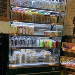 a display of various beverages