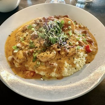 Tin Cup Grill - Shrimp and grits.  Could use a little more spice. - Cocktail Bars Near Me - Cumming, Georgia