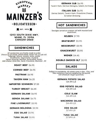 Menu photo 4 Mainzer's German Deli Miami, FL Menu photo 4 Mainzer's German Deli Miami, FL