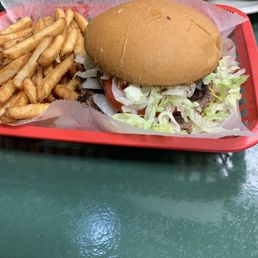 Cheese burger and fries