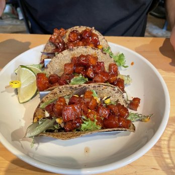 Ranch Camp - Pork belly tacos. Pork belly bits are in a sweet sticky sauce - Mexican Near Me - Stowe, Vermont Ranch Camp - Pork belly tacos. Pork belly bits are in a sweet sticky sauce - Mexican Near Me - Stowe, Vermont