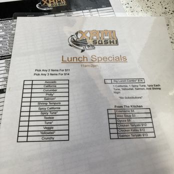 Xami sushi - Lunch Specials Menu - Sushi Bars Near Me - Phoenix, Arizona