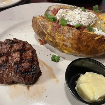 Lake Park Steakhouse - 5 ounce Filet Mignon with Loaded Bake Potato - Steakhouses Near Me - Carolina Beach, North Carolina Lake Park Steakhouse - 5 ounce Filet Mignon with Loaded Bake Potato - Steakhouses Near Me - Carolina Beach, North Carolina