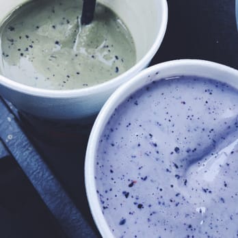 Blenders In The Grass - (left) matcha green tea with blueberries & soy milk, (right) blue banana with soy milk - Juice Bars & Smoothies Near Me - Oxnard, California Blenders In The Grass - (left) matcha green tea with blueberries & soy milk, (right) blue banana with soy milk - Juice Bars & Smoothies Near Me - Oxnard, California