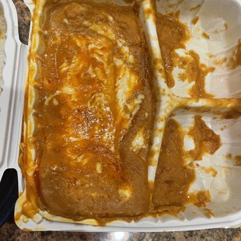 La Placita - The mess left inside the container when the entree was tossed around and fell into the exterior bag! :( - Mexican Near Me - Orangevale, California La Placita - The mess left inside the container when the entree was tossed around and fell into the exterior bag! :( - Mexican Near Me - Orangevale, California