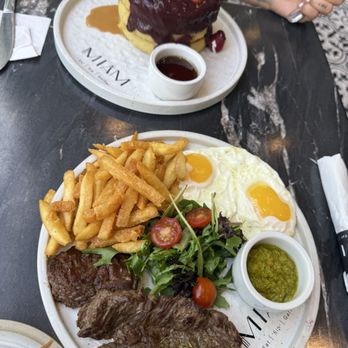Miam Cafe - Skirt STEAK AND EGGS PAVLOVA PANCAKES - Coffee & Tea Near Me - Coral Gables, Florida Miam Cafe - Skirt STEAK AND EGGS PAVLOVA PANCAKES - Coffee & Tea Near Me - Coral Gables, Florida