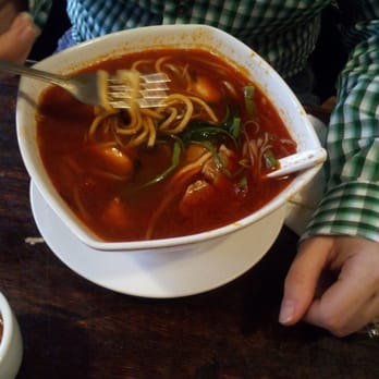 Penang - Prawn Me--egg and rice noodle soup with shrimp and veggies - Malaysian Near Me - Boston, Massachusetts