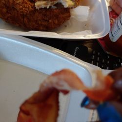 Miss Mazy's Amazin' Chicken - What is this yucky white film on your undercooked bacon? I can't believe you would actually serve this to people!