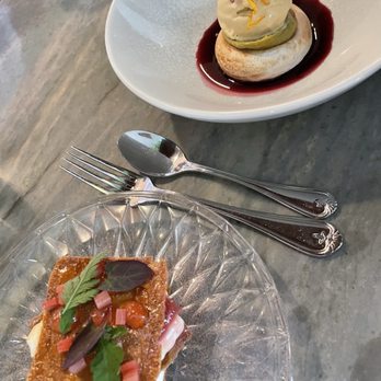 St Lawrence Restaurant - Mille feuille & kumquat ice cream with meringue - French Near Me - Vancouver, British Columbia